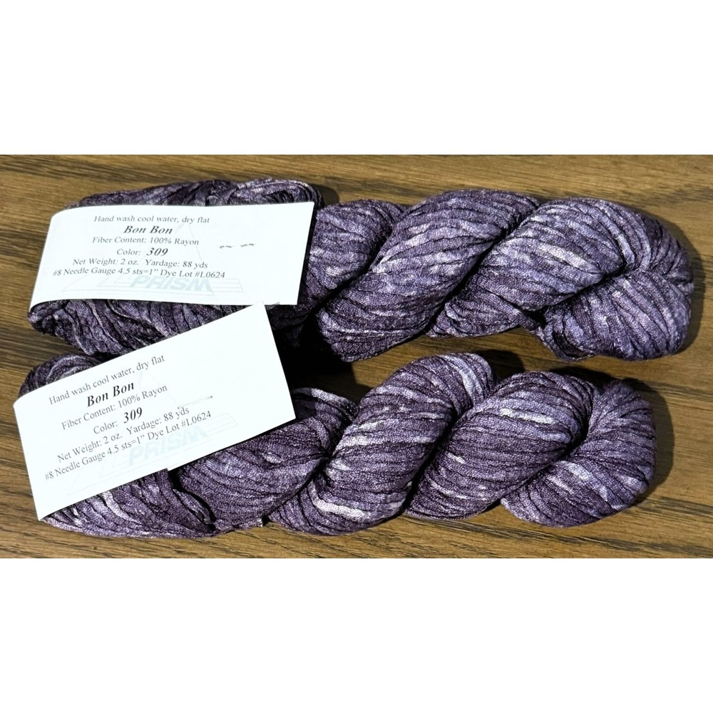 NWT Prism Yarn Bon Bon 100% Rayon Purple 2 Skeins Custom Dyed Yarns
